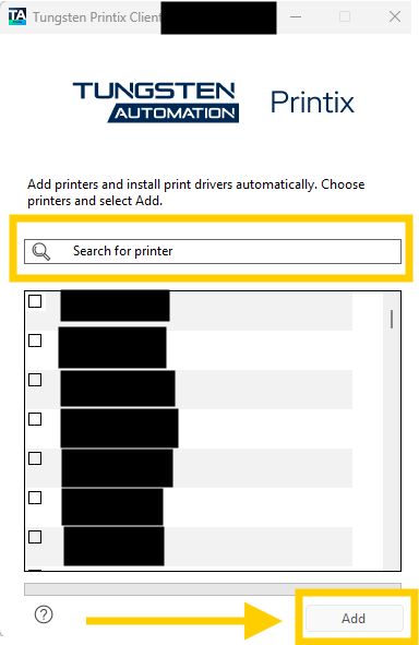 Printix search bar and add button.png